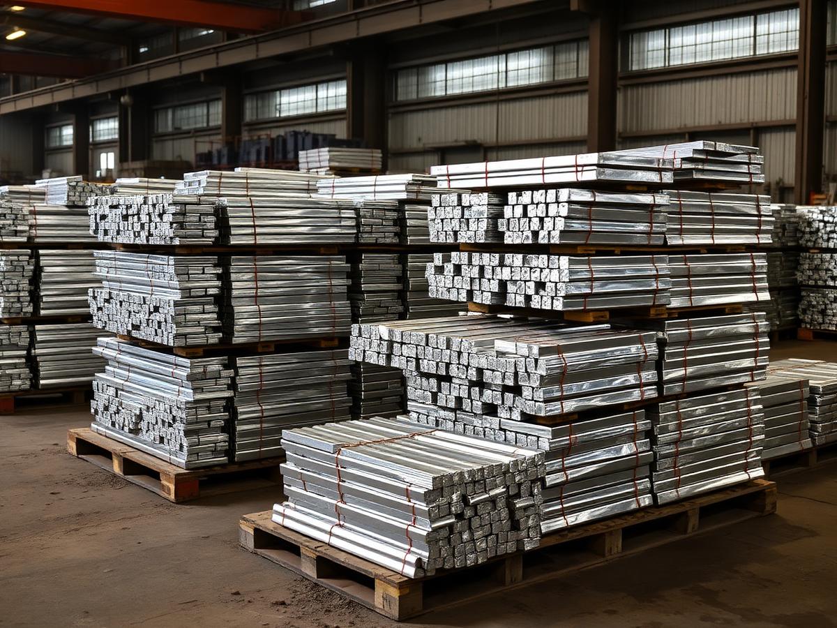 Stacked aluminium ingots